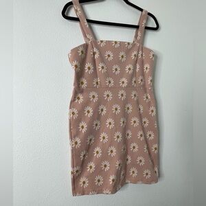 Forever 21 Juniors Light Pink Daisy Body Con Dress 90’s Retro Size Large